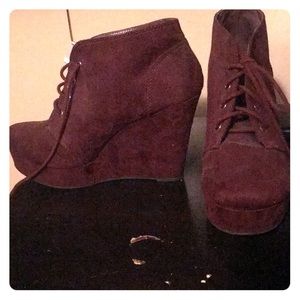 Maroon ankle boot, wedges